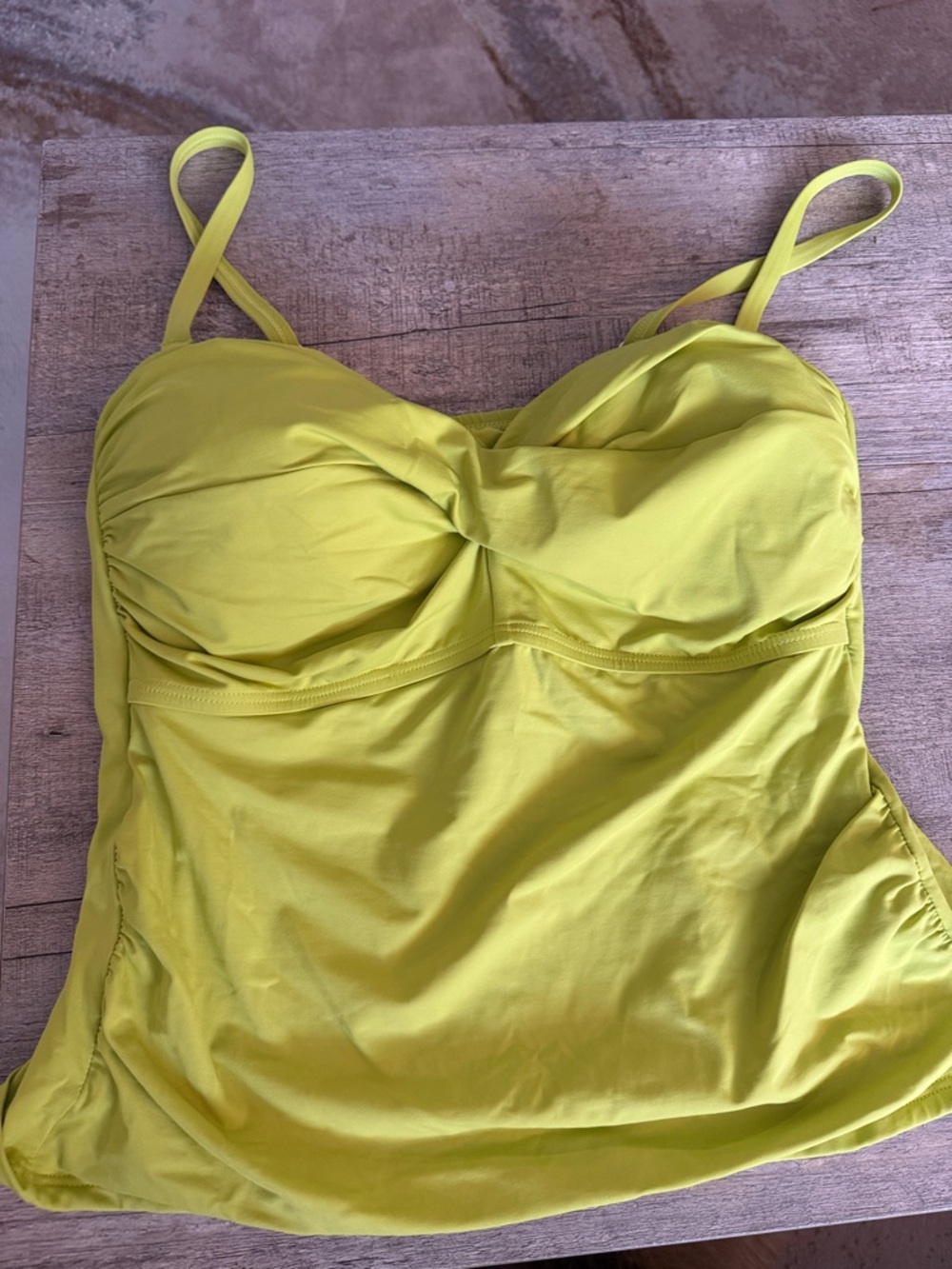 Lands' End Lime Twist-Front Tankini Top